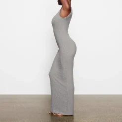 SOFT LOUNGE SLEEVELESS LONG DRESS | HEATHER GREY-Skims Fashion