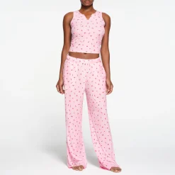 SOFT LOUNGE SPLIT NECK TANK | CHERRY BLOSSOM PRINT-Skims Outlet