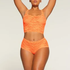 STRETCH LACE BOY SHORT | NEON ORANGE-Skims New