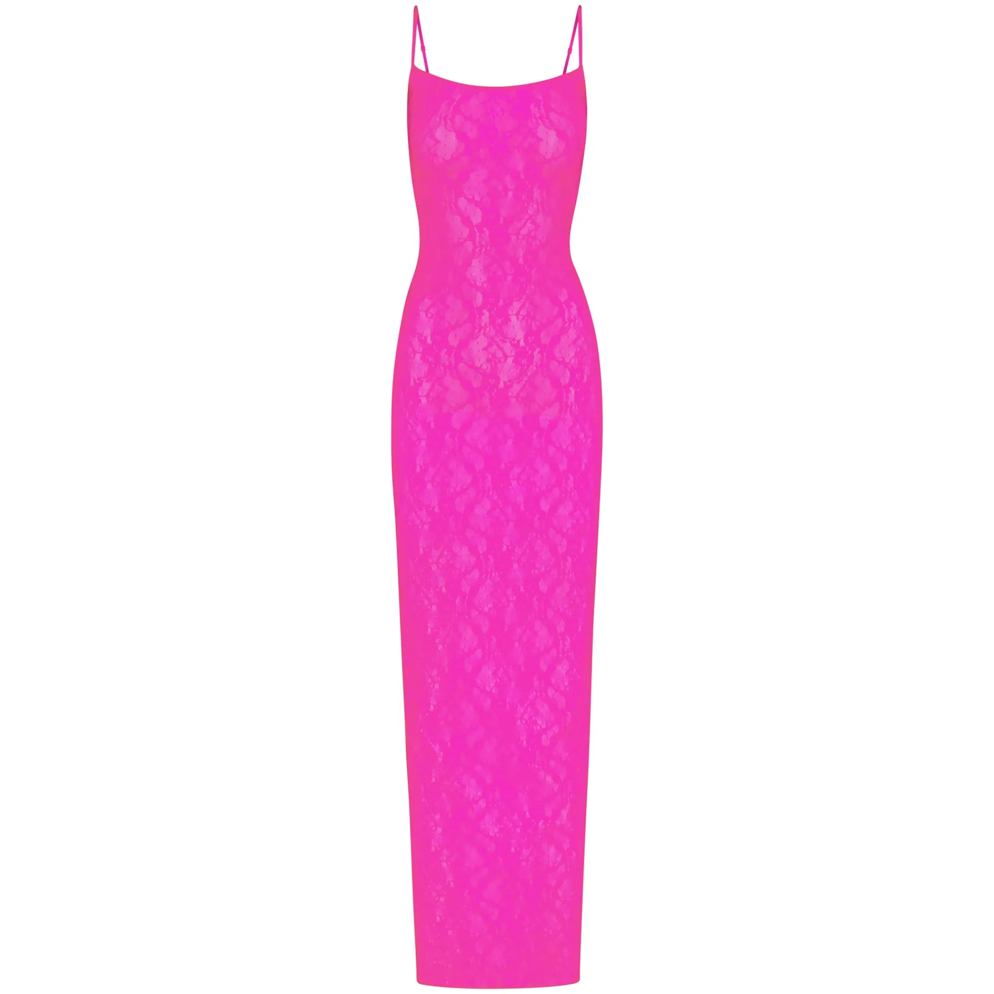 STRETCH LACE CAMI LONG DRESS | NEON PINK-Skims Best
