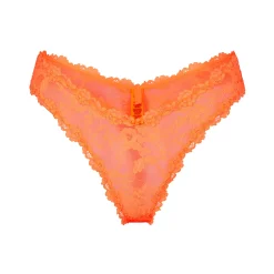 STRETCH LACE DIPPED THONG | NEON ORANGE-Skims Fashion