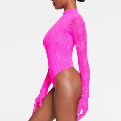 STRETCH LACE GLOVES | NEON PINK-Skims Clearance