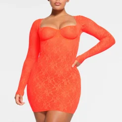 STRETCH LACE LINED LONG SLEEVE UNDERWIRE DRESS |-Skims Hot