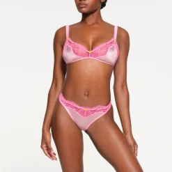 STRETCH SATIN LACE BIKINI | CHERRY BLOSSOM-Skims Outlet