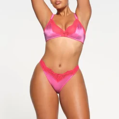 STRETCH SATIN LACE BIKINI | NEON ORCHID-Skims Online