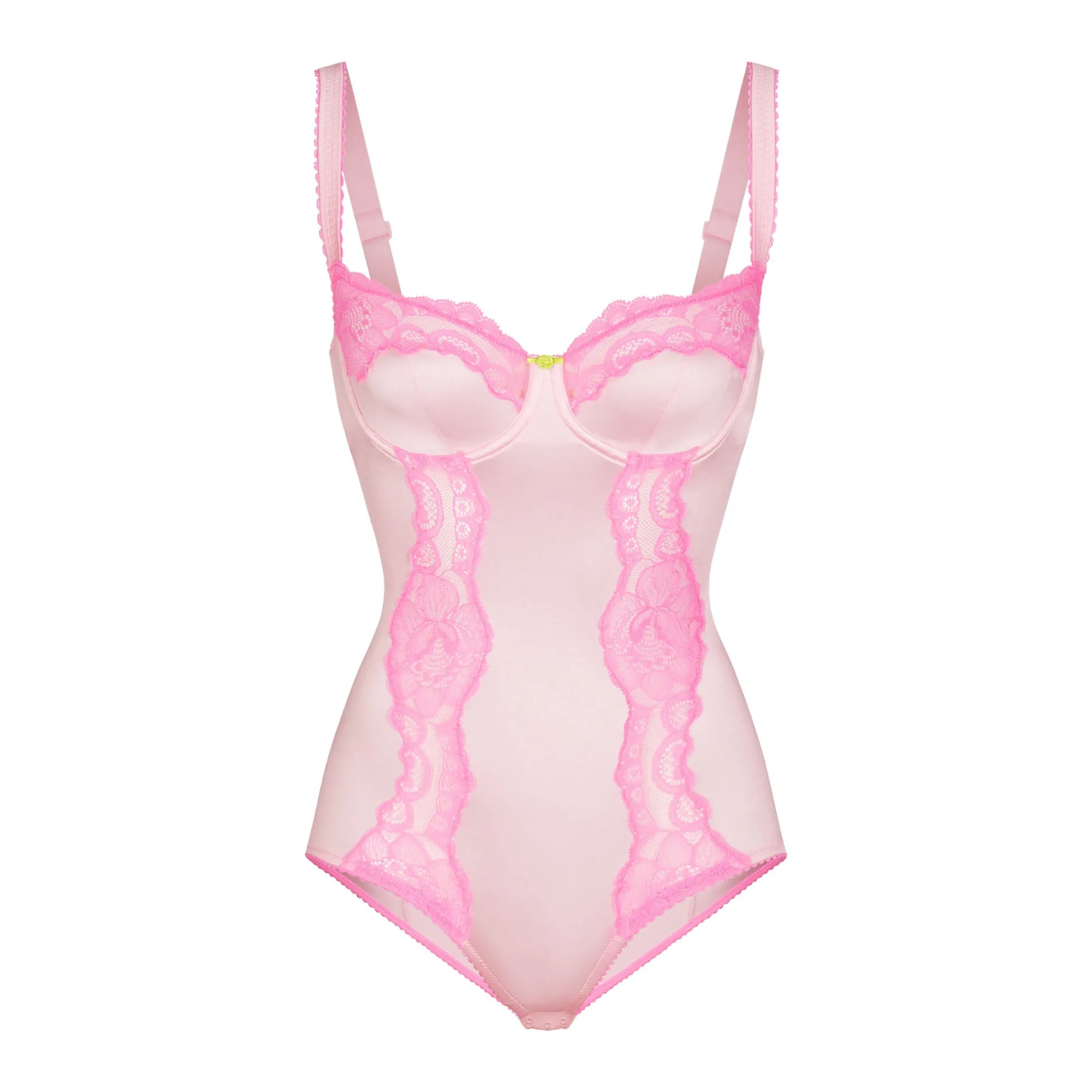 STRETCH SATIN LACE BRIEF BODYSUIT | CHERRY BLOSSOM-Skims Best