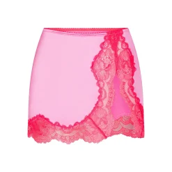 STRETCH SATIN LACE LOW RISE SLIP SKIRT | NEON ORCHID-Skims Fashion