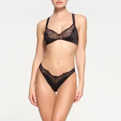 STRETCH SATIN LACE TRIANGLE BRALETTE |-Skims Outlet