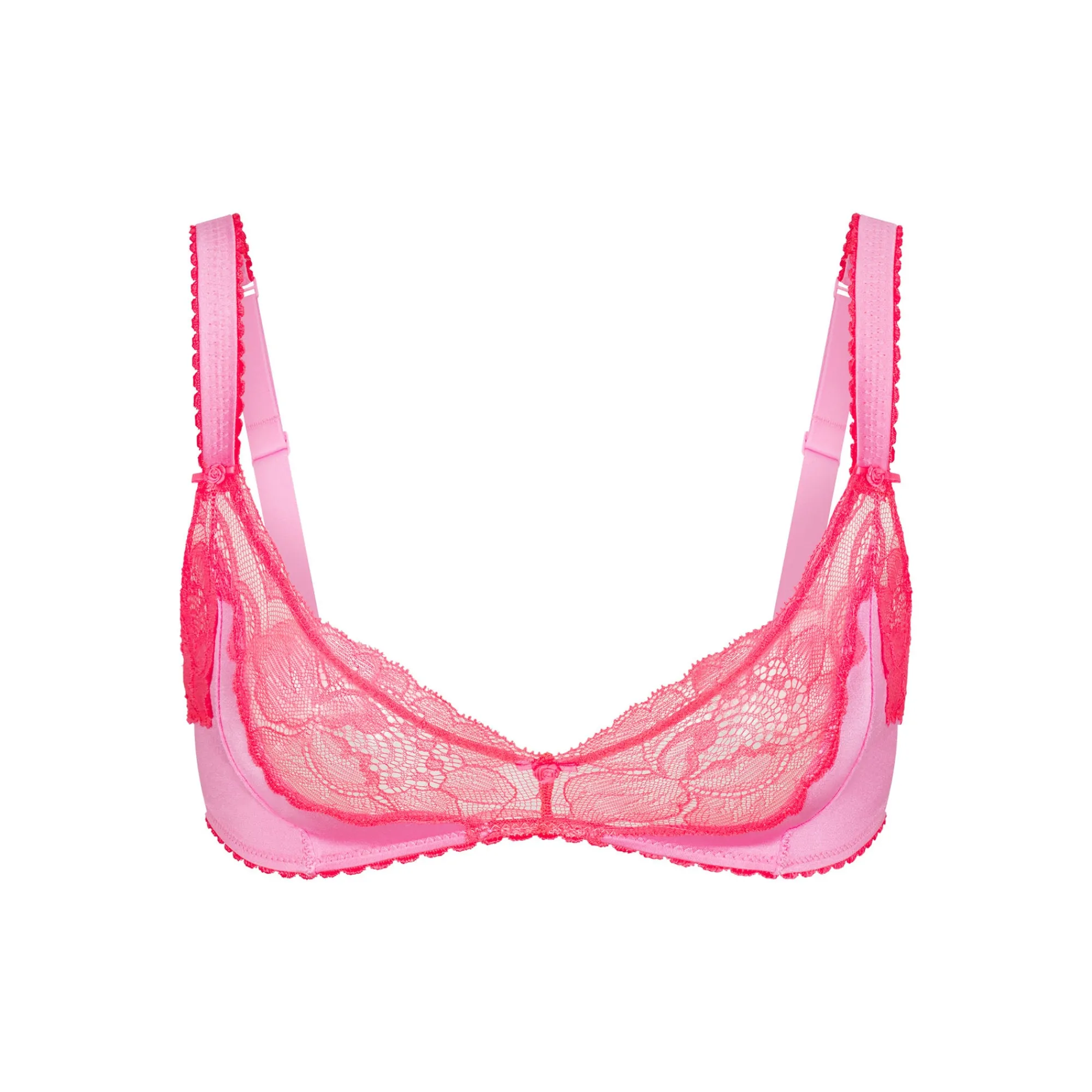 STRETCH SATIN LACE TRIANGLE BRALETTE | NEON ORCHID-Skims Sale