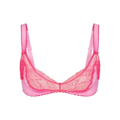 STRETCH SATIN LACE TRIANGLE BRALETTE | NEON ORCHID-Skims Sale