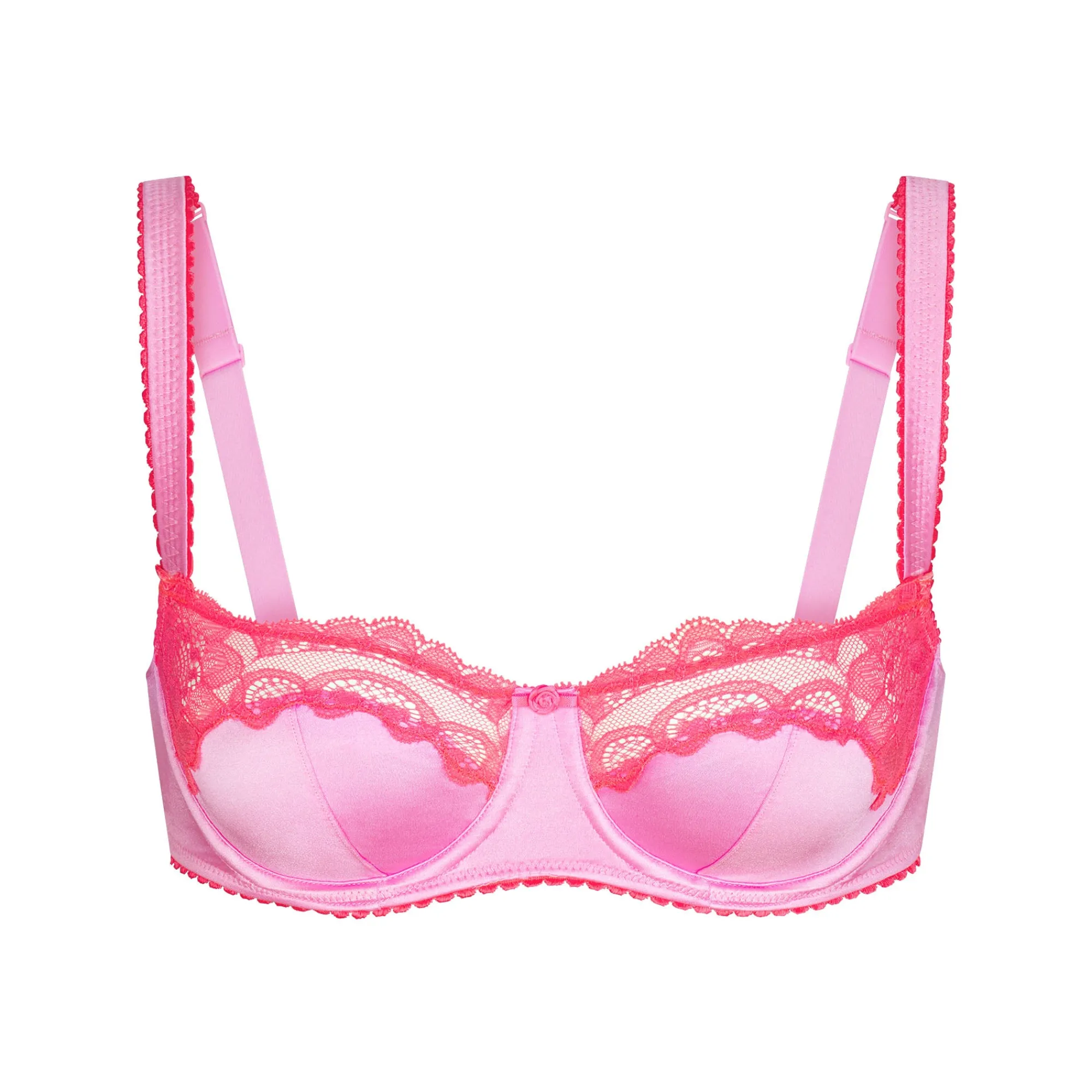 STRETCH SATIN LACE UNLINED BALCONETTE BRA | NEON ORCHID-Skims Fashion