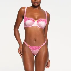STRETCH SATIN LACE UNLINED BALCONETTE BRA | CHERRY BLOSSOM-Skims Fashion