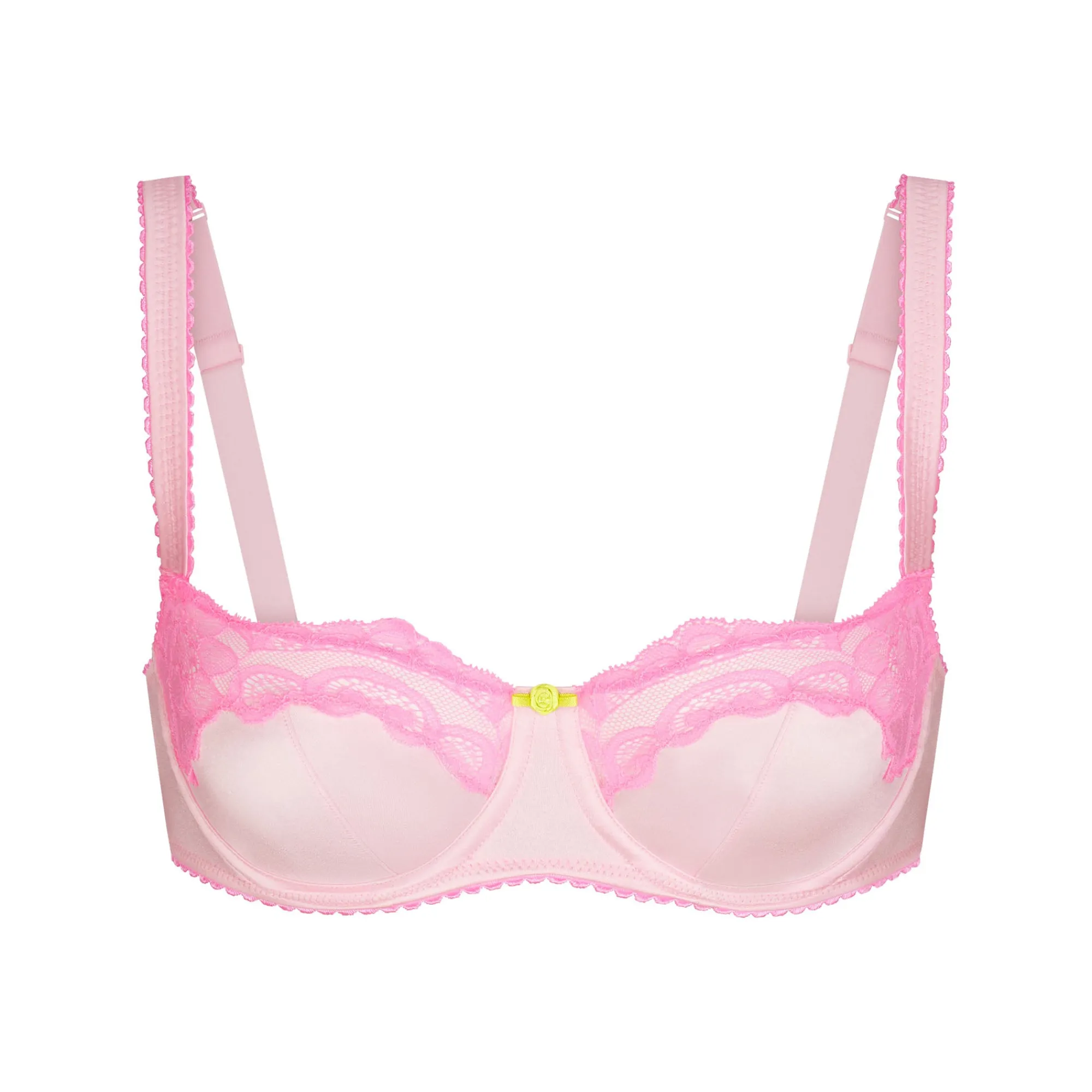 STRETCH SATIN LACE UNLINED BALCONETTE BRA | CHERRY BLOSSOM-Skims Fashion