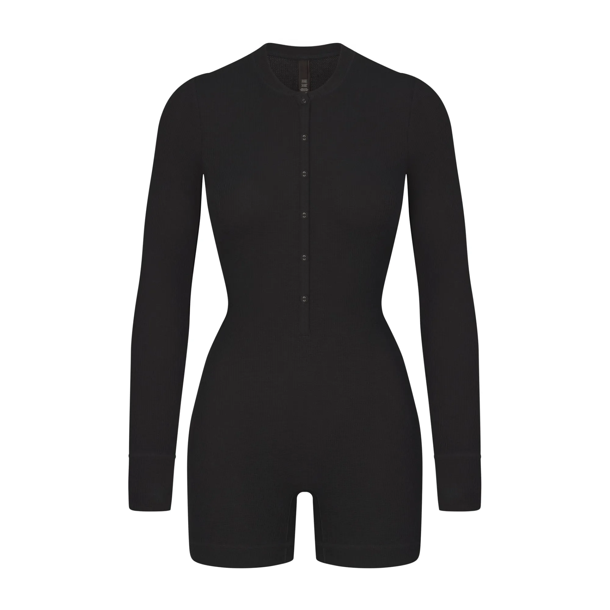 WAFFLE BUTTON UP HENLEY ONESIE |-Skims Fashion