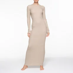 WAFFLE CREW NECK LONG DRESS |-Skims New