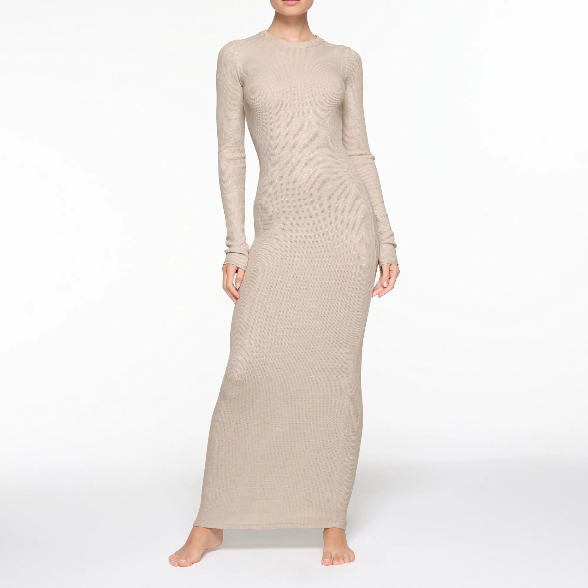 WAFFLE CREW NECK LONG DRESS |-Skims New
