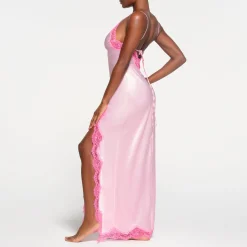 WOVEN SHINE LACE LONG DRESS | CHERRY BLOSSOM-Skims Fashion