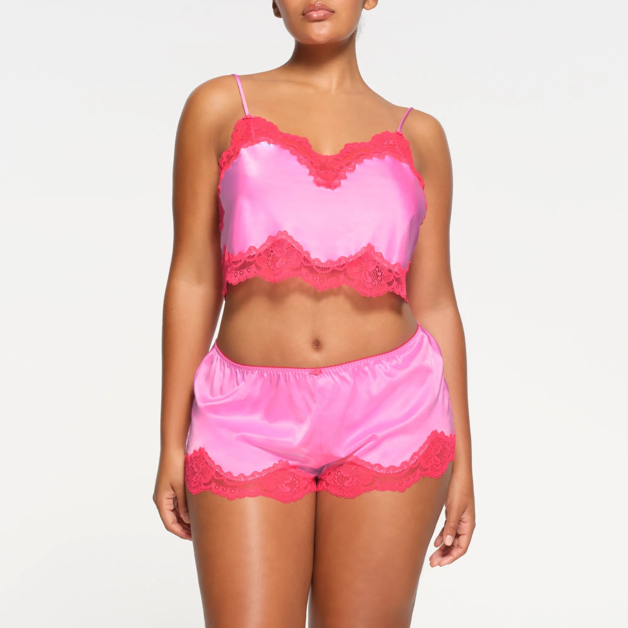 WOVEN SHINE LACE TAP SHORT | NEON ORCHID-Skims Best