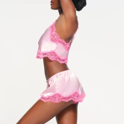WOVEN SHINE LACE TAP SHORT | CHERRY BLOSSOM-Skims Fashion