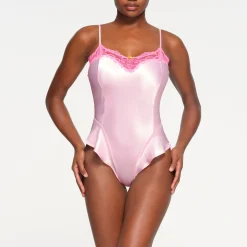 WOVEN SHINE LACE TEDDY | CHERRY BLOSSOM-Skims Online
